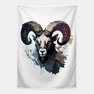 Ram Portrait Animal Painting Wildlife Outdoors Adventure Tapestry