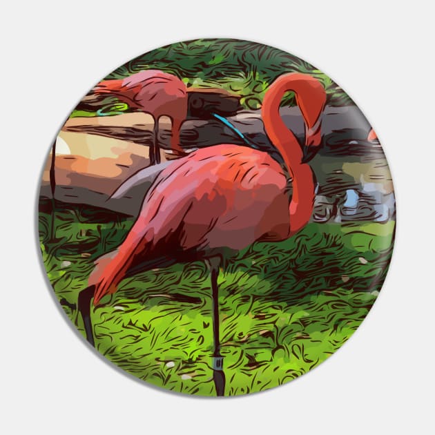 Pink Flamingos Pin by WelshDesigns