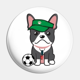 French Bulldog Playing Soccer Pin