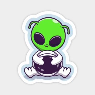 Alien With Spacesuit And Helmet Cartoon Magnet