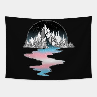 Transgender Flag Mountain River Tapestry