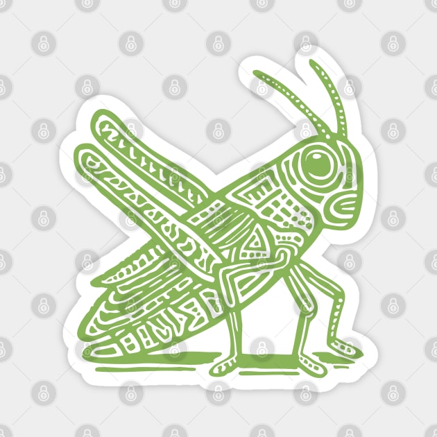 Grasshopper Linocut Art - Nature-Inspired Gift Magnet by TuncGK