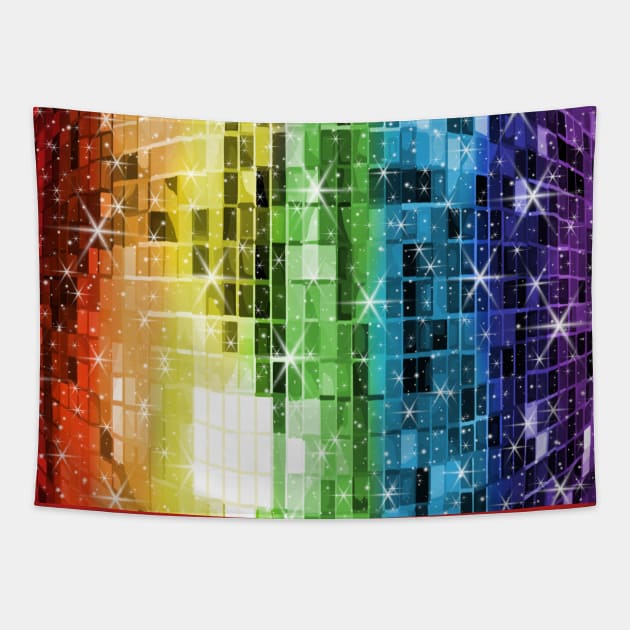 Twinkle Rainbow Disco Ball Pattern Tapestry by Art by Deborah Camp