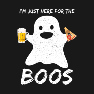 I'm just here for the boos Funny Beer Pizza Lover Halloween T-Shirt