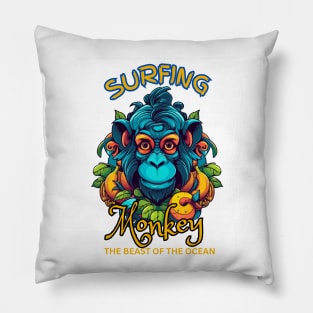 Surfing Monkey in The Jungle Pillow