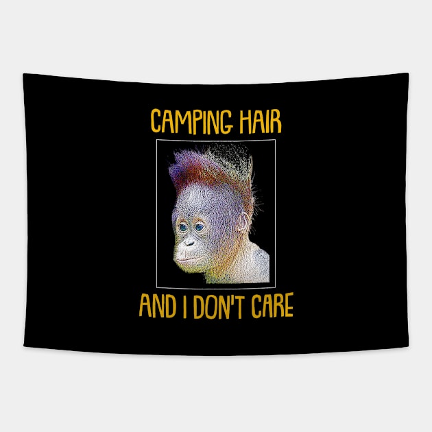 Camping Hair, And I Don't Care - Funny Animal Art Tapestry by RVToolbox