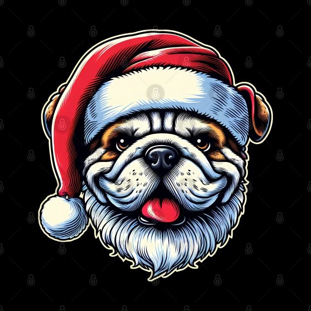 Bulldog as Santa for Christmas by cowyark rubbark