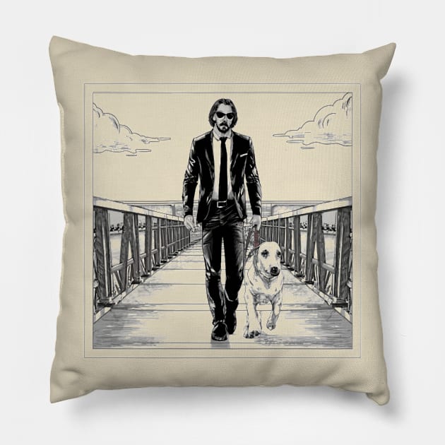 John Wick (bridge) Pillow by Aldrvnd