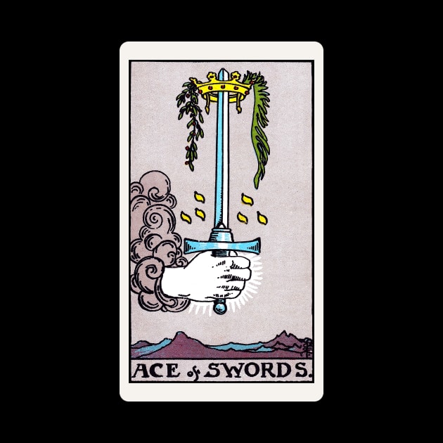 Card #50 - Ace Of Swords - Rider Waite Smith Tarot by RetroFitted