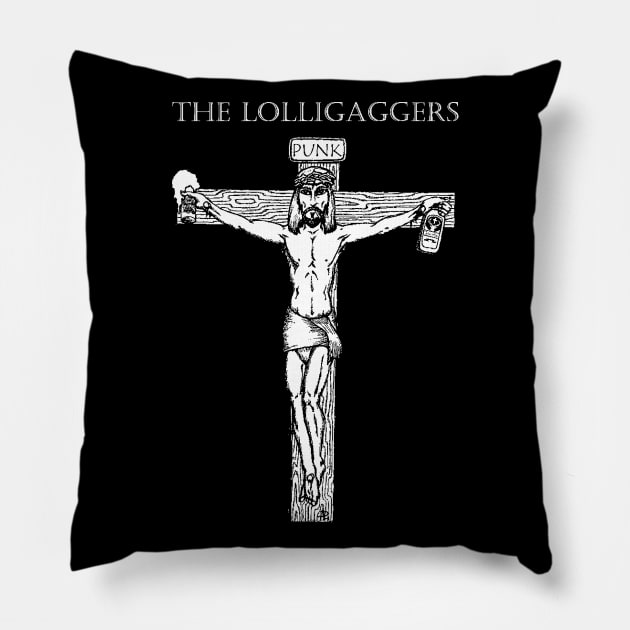 The Lolligaggers Jesus Christ I Need A Drink Pillow by TheLolligaggers