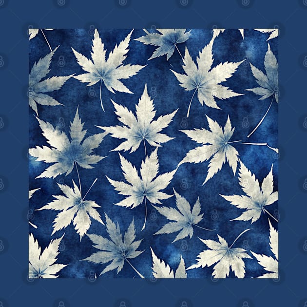 Maple Leaves pattern - indigo blue maple leaf pattern by craftydesigns