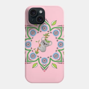 Koala bear on a tree in mandala geometric print Phone Case