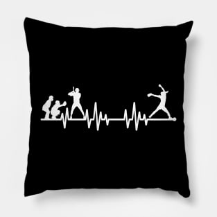 Softball Pitcher Fastpitch Softball Player Love EKG Heartbeat Pillow