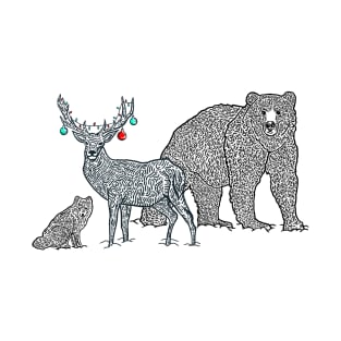 Winter Woodland Animals Xmas T-Shirt