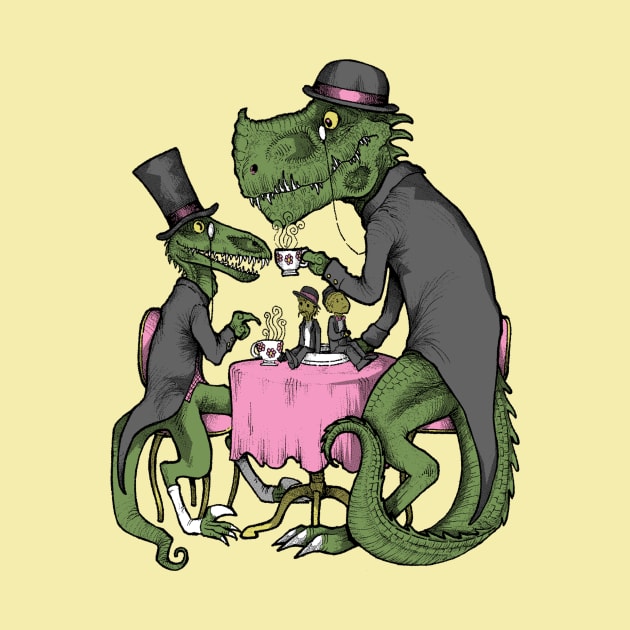 Jurassic Tea Party by inkninja