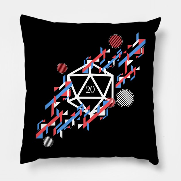Colorful Polyhedral D20 Dice Abstract TRPG Tabletop RPG Gaming Addict Pillow by dungeonarmory