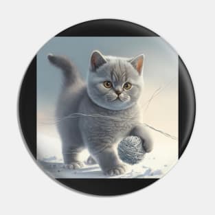 British Shorthair Cat playing with a ball of string Pin