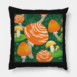 My orange and green mushroom garden Pillow