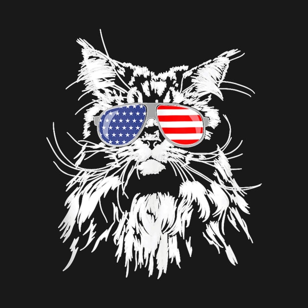 Funny Proud Maine Coon American Flag Sunglasses Gift Big Cat by Peter Smith