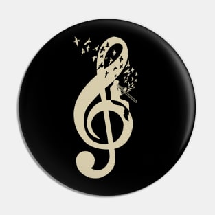 Treble Clef - Music Trombone - Vintage Pin