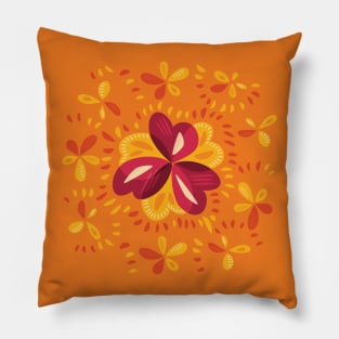 Abstract Clovers In Pink And Yellow Pillow