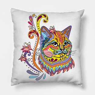 Colorful Ornamental Cat Pillow