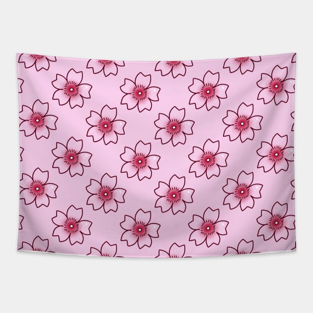 Cherry Blossom Pink Pattern Tapestry by saradaboru