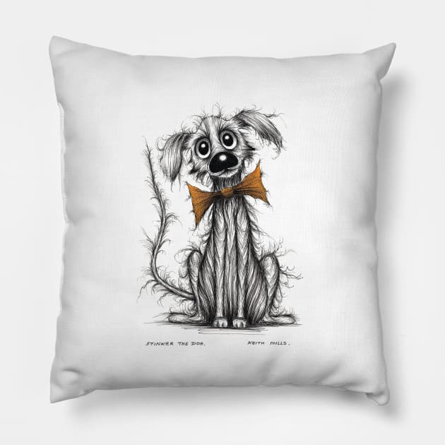 Stinker the dog Pillow by Keith Mills