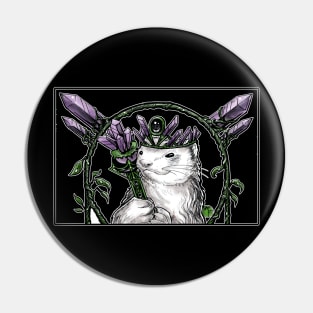 Queen of Crystals Ferret - White Outlined Design Pin