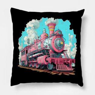 A Steam-Powered Train Adventure Pillow