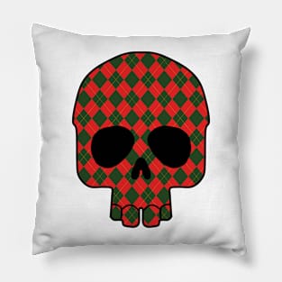 Red green diamond skull Pillow