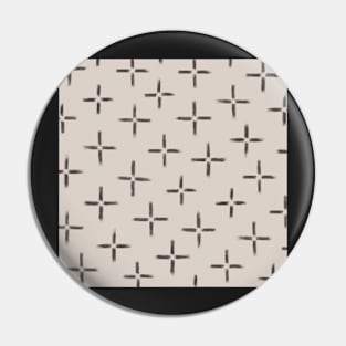 Traditional Japanese Vintage Ink Brush Cross Pattern in Muted Beige and Dark Grey Pin