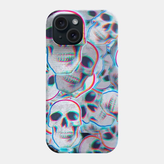 Glitch Skull Pattern Phone Case by DyrkWyst