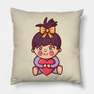 Little Cute Baby Girl Heart Ballon Pillow