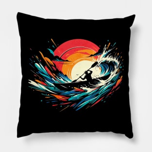 Wild Water Kayaking Vintage Design Pillow