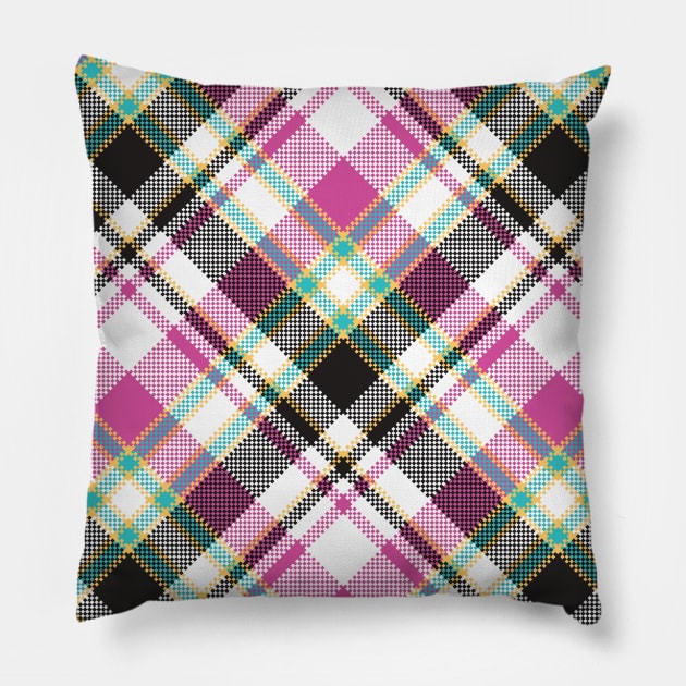 Cute Pink Green And Black Girly Tartan Plaid Pillow by Printable Pretty