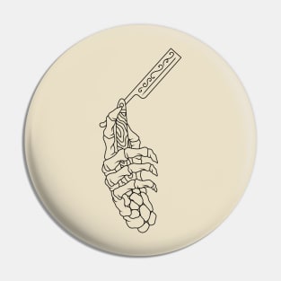 Skeleton Hand with Straight Razor Pin