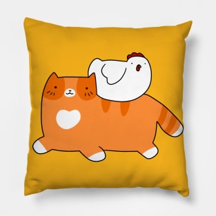 Orange Tabby and Chicken Pillow