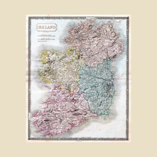 Map of Ireland 1850 - Sidney Hall Steel Engraving T-Shirt