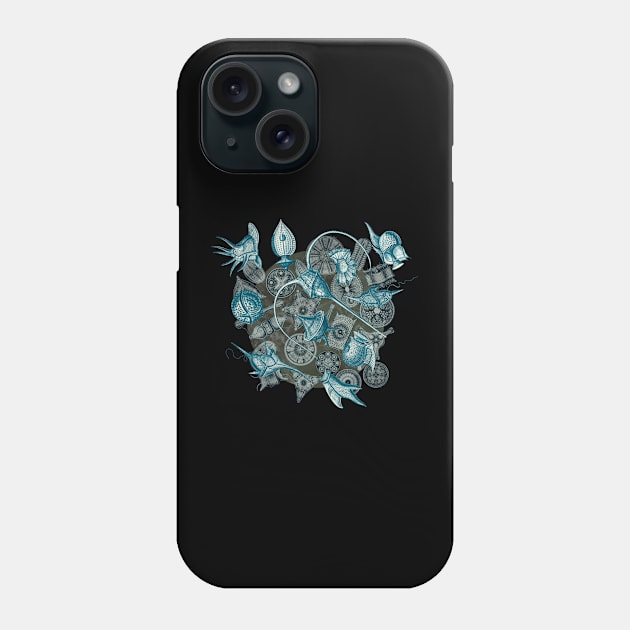 Ernst Haeckel Cerulean Peridinea on Cerulean Diatoms Phone Case by Scientistudio