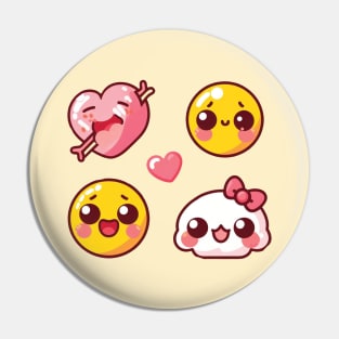 Smiley Heart Cute Faces Pin