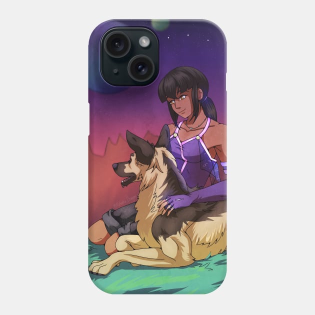 A Girl and her Dog in Space Phone Case by SakuraDragon