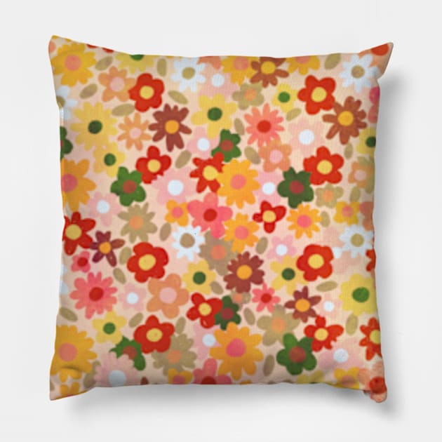 Warm Pastel Floral Pattern Pillow by Gigi Rosado