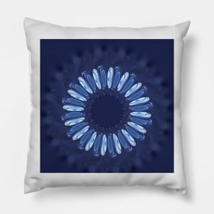 BEYOND fractal pattern and circular 3D design in shades of BLUE Pillow