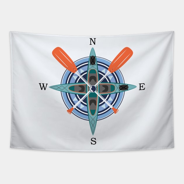 Canoe and Paddle Compass Rose Tapestry by Your Not a Local