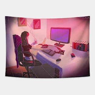 Cosy computer time Tapestry