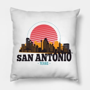 Retro San Antonio, Texas Skyline Pillow