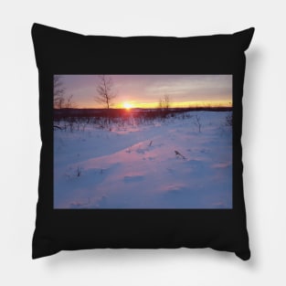 Snowy sunrise with beautiful colours Pillow