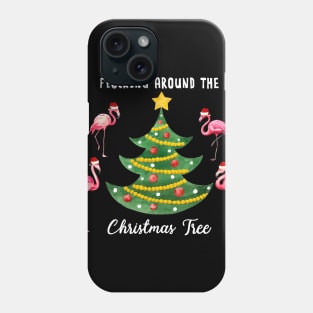 Flamingo Flocking Around Christmas Tree Phone Case