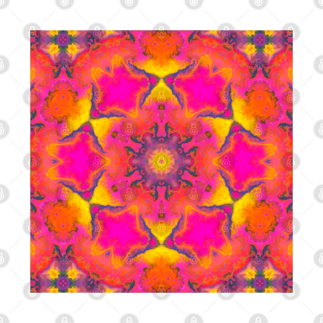 Psychedelic Hippie Flower Pink Purple and Yellow by WormholeOrbital